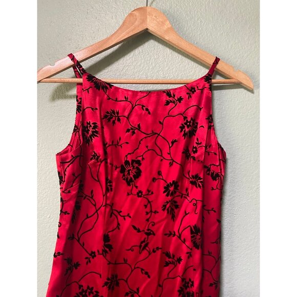 Vintage All That Jazz Women's Y2K 2000s 90s Red & Balck Floral Long Dress 5/6 - Picture 4 of 10